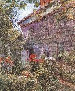 Childe Hassam Old House and Garden at East Hampton, Long Island oil painting on canvas